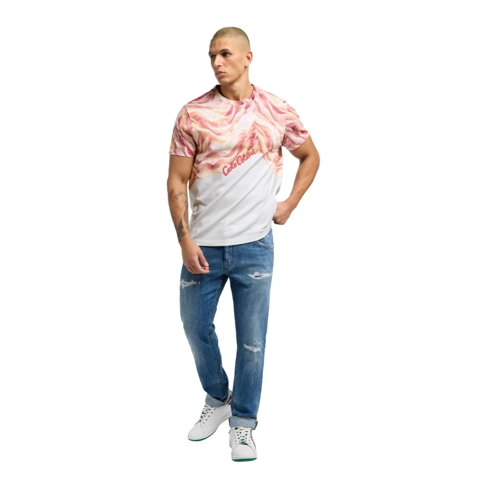 carlo colucci Gebreid T-shirt Stedelijke Elegantie Orange Heren