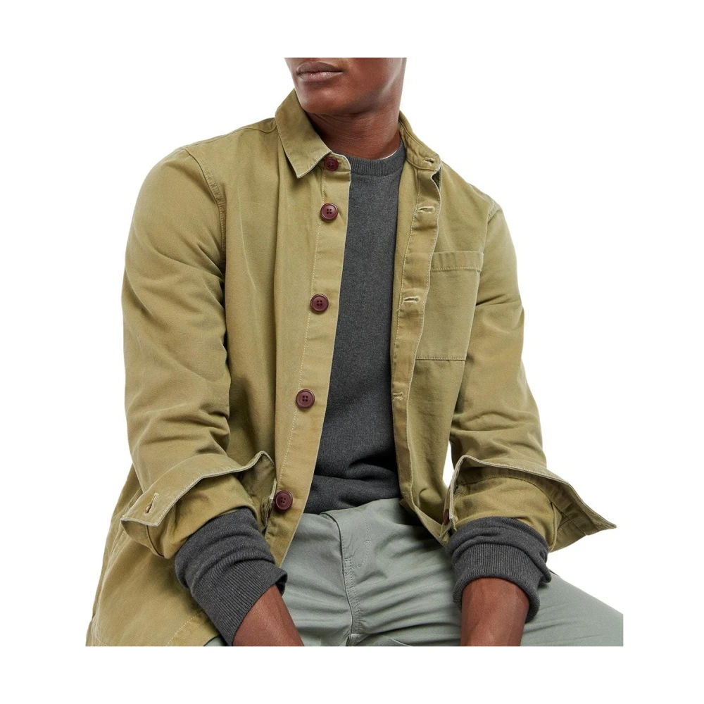 Barbour Groene Katoenen Jas met Knopen Green Heren