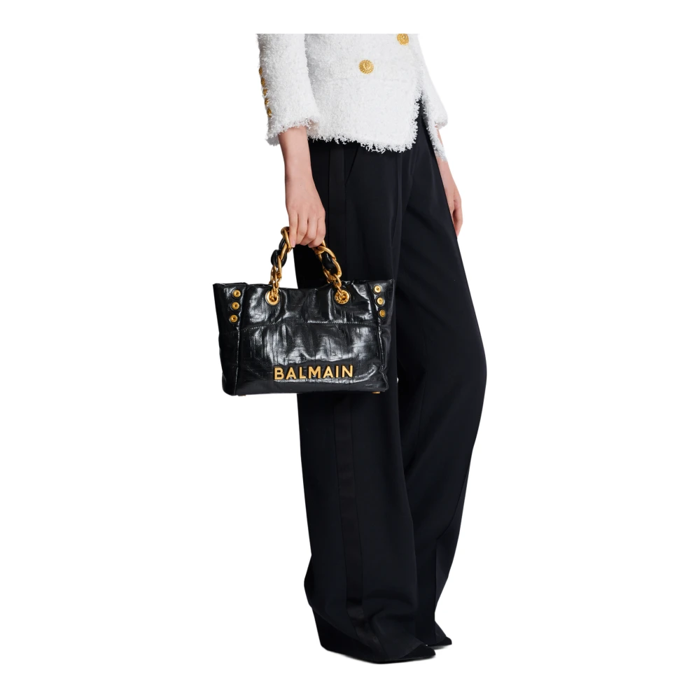 Balmain Kleine 1945 Zachte tote tas in gebarsten kalfsleer Black Dames