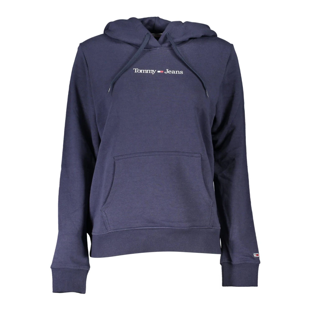 Tommy Hilfiger Women's Blue Hoodies,, Cotton Hooded Sweatshirt With Central Pocket Small