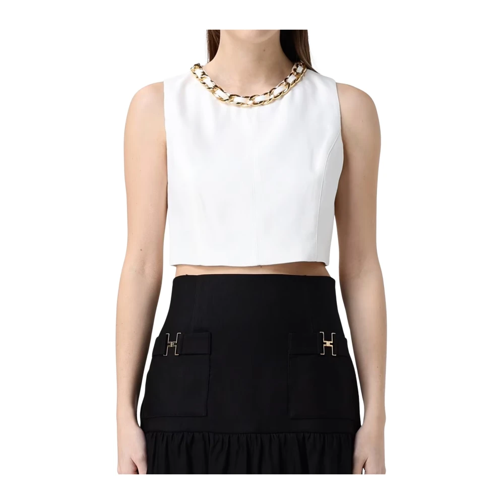 Elisabetta Franchi Women's Beige Sleeveless Top