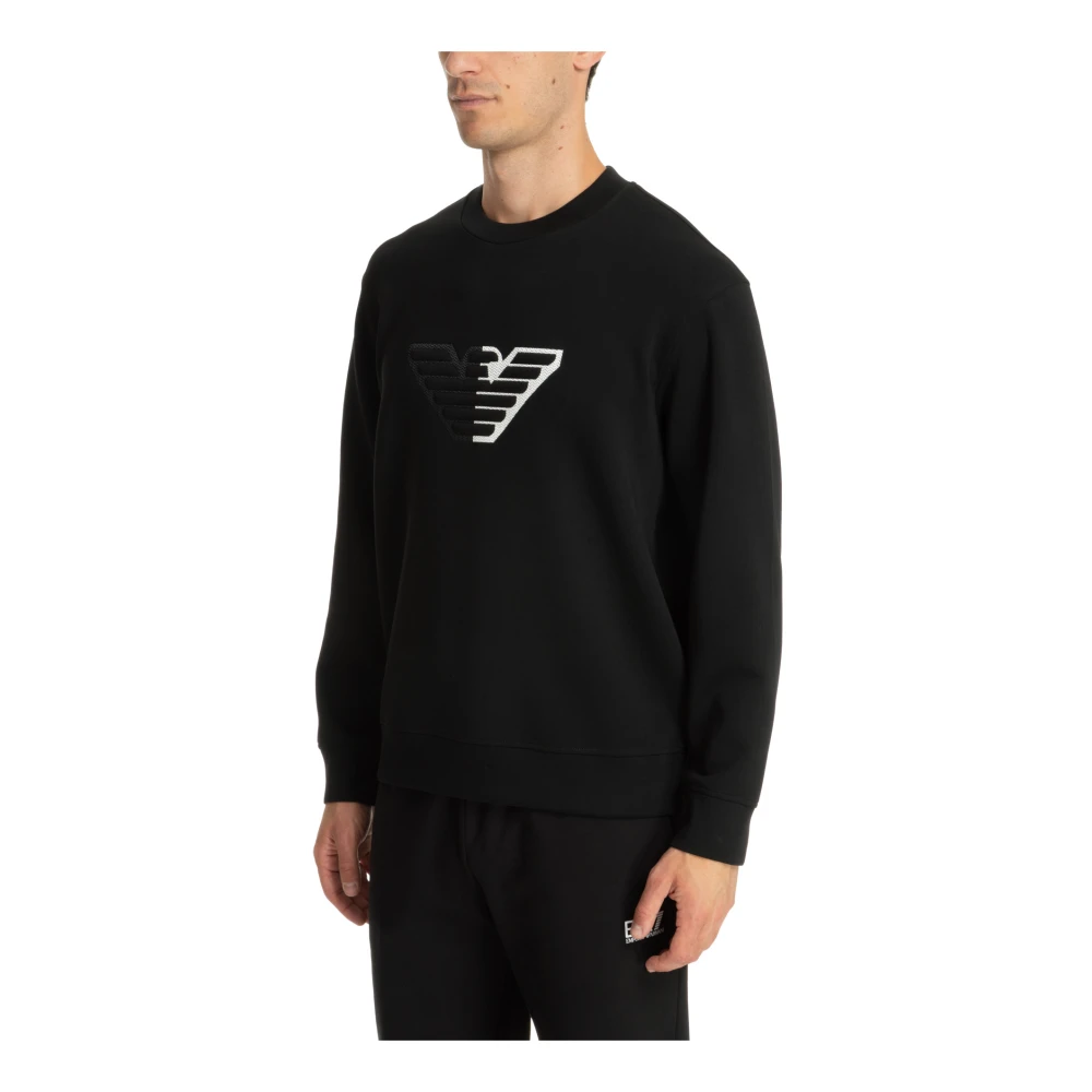 Emporio Armani Effen Logo Geborduurde Sweatshirt Black Heren