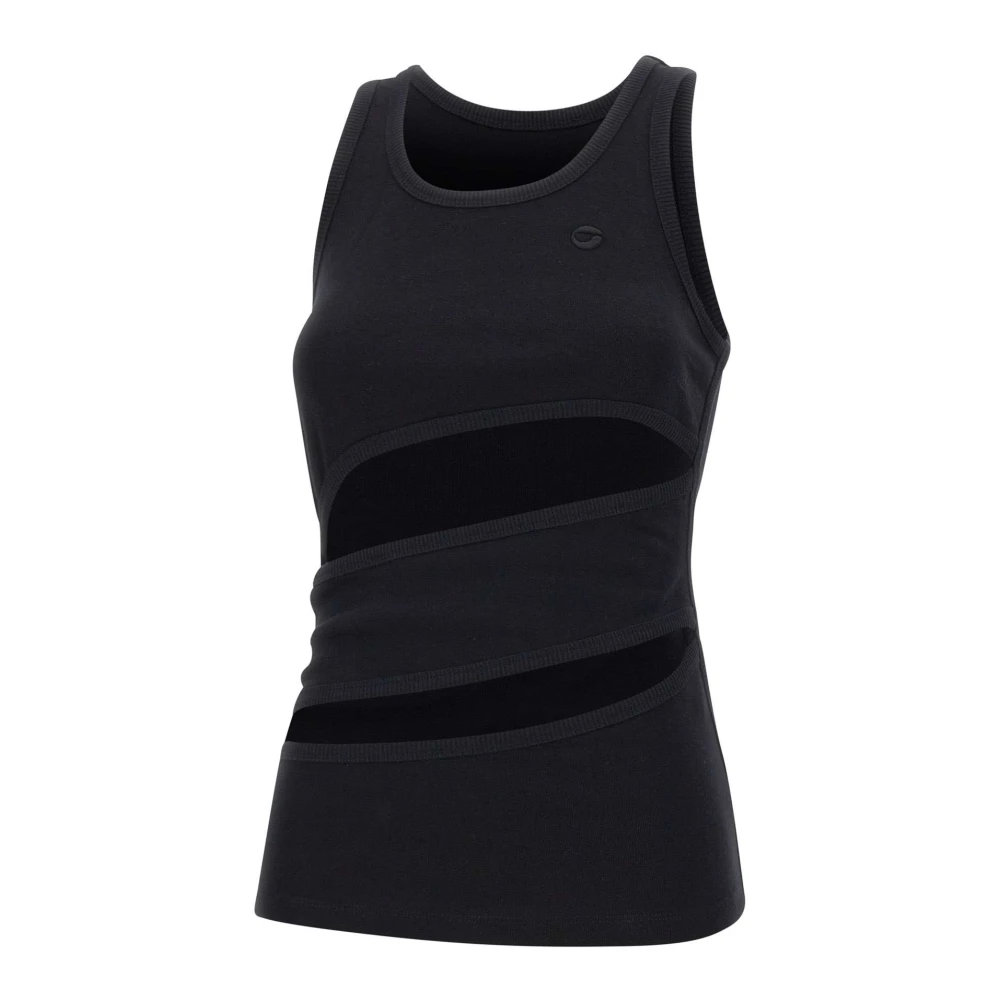 Coperni Women's Black Sleeveless Tops, S, Spiral Tank Top