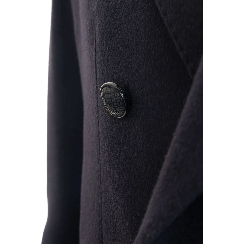 Tagliatore Blauw Dubbelborstig Geweven Jas Blue Heren