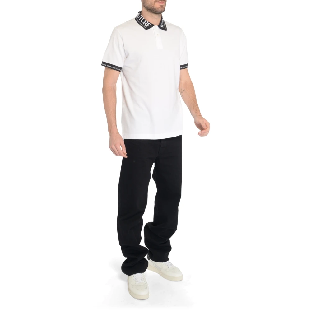 Versace Jeans Couture Wit Logo Polo Shirt White Heren