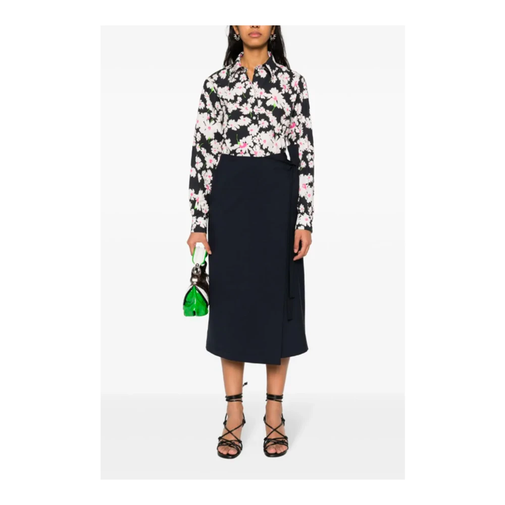 Msgm Blauwe Omslagrok Asymmetrische Zoom Blue Dames