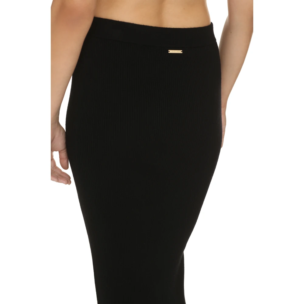 Michael Kors Geribbelde gebreide rok met elastische tailleband Black Dames