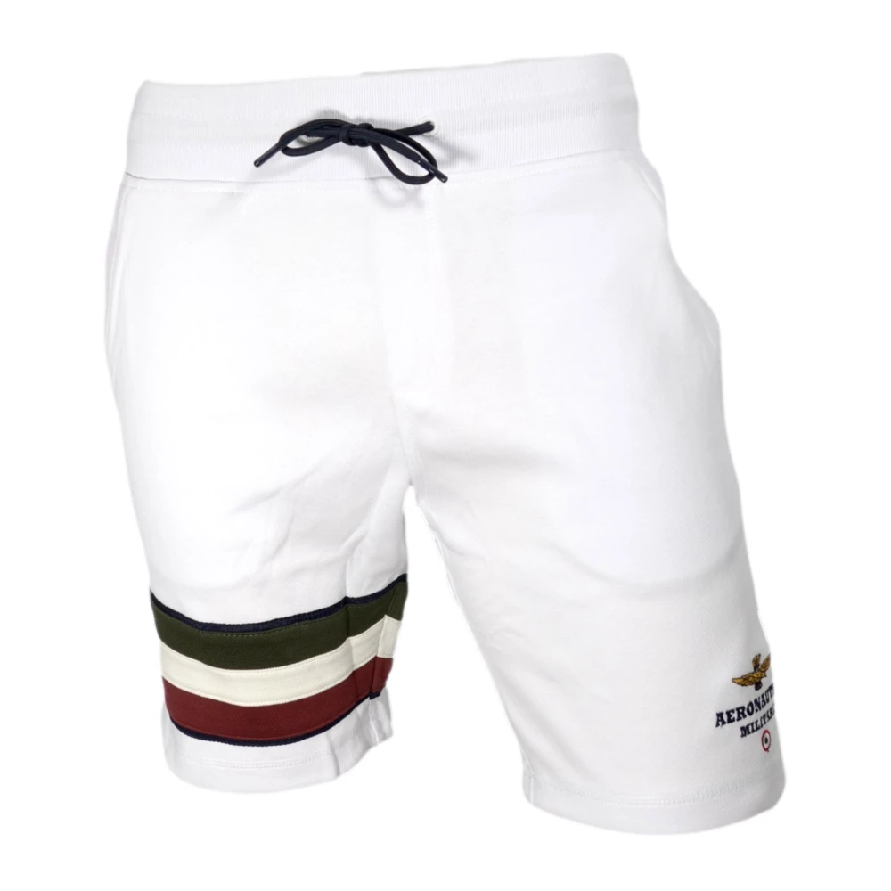 Aeronautica militare Tricolor Pijlen Witte Bermuda Shorts White Heren