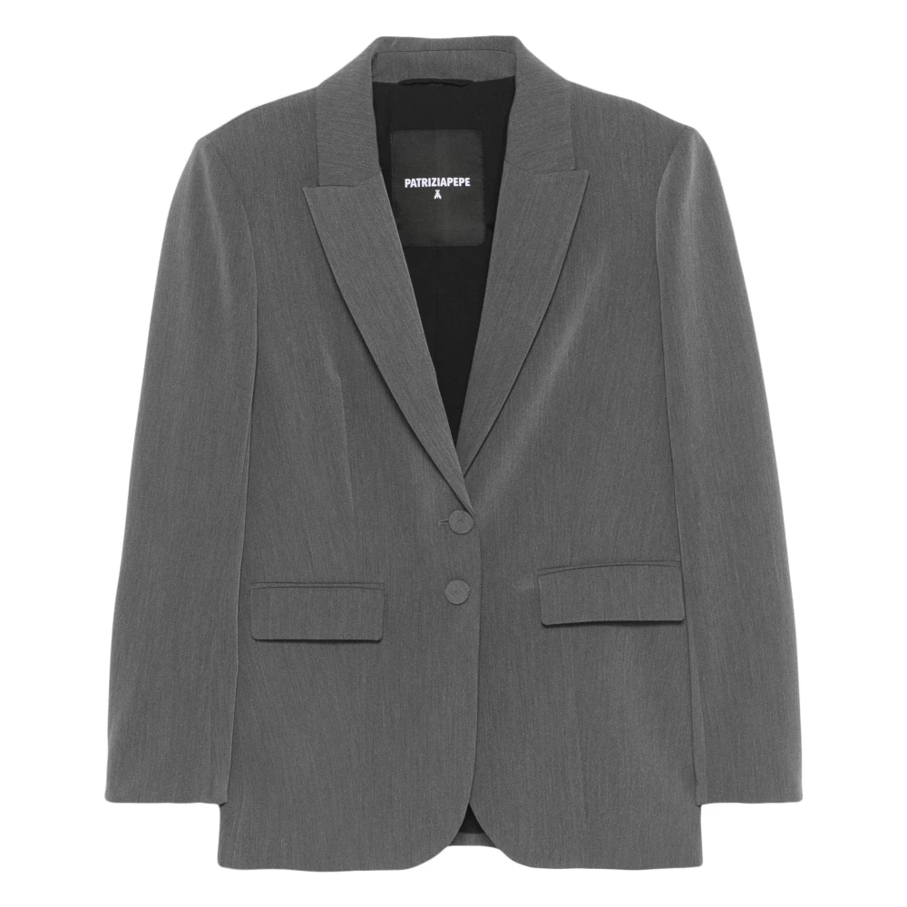 PATRIZIA PEPE Essentiële Viscose Twee-Knoop Jas Gray Dames