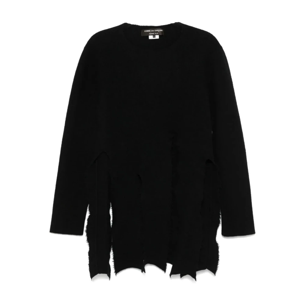 Comme des Garçons Mesh Franje Wollen Trui Black Heren