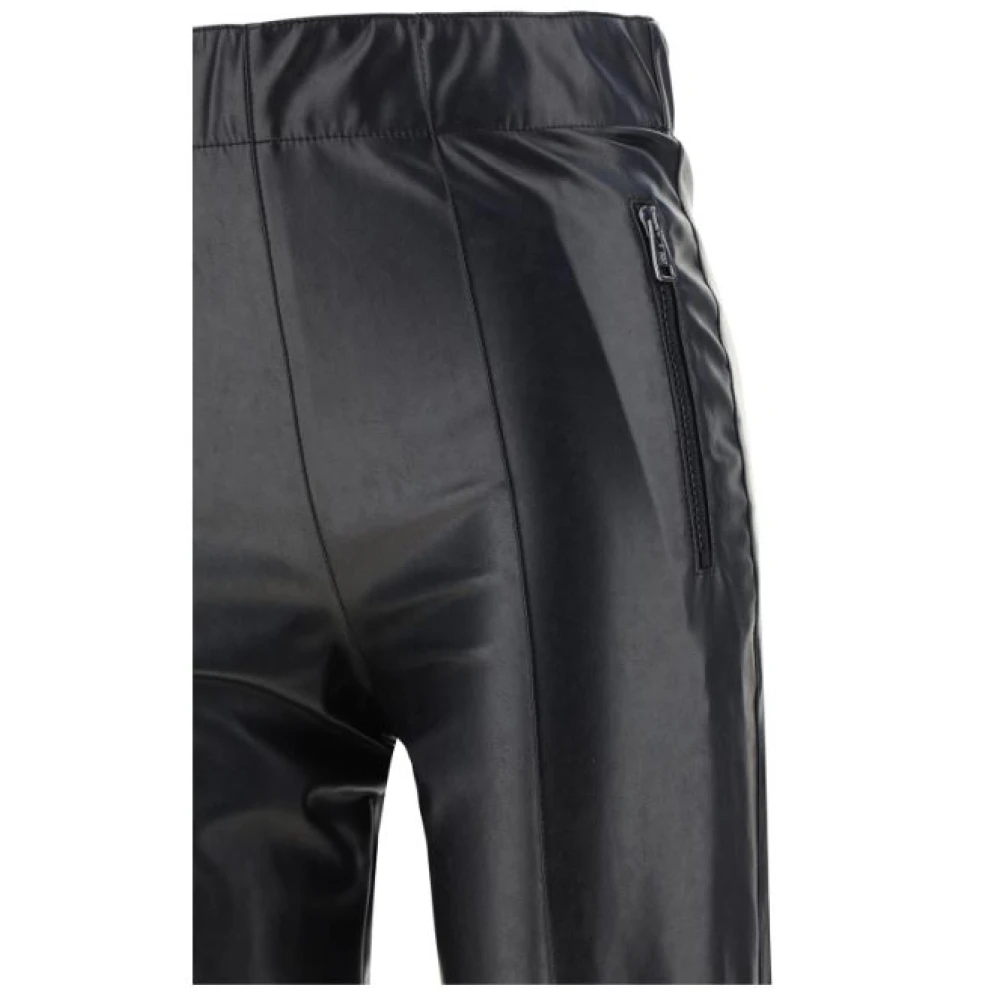 Ermanno Scervino Zwarte Kunstleren Leggings met Hoge Taille Black Dames