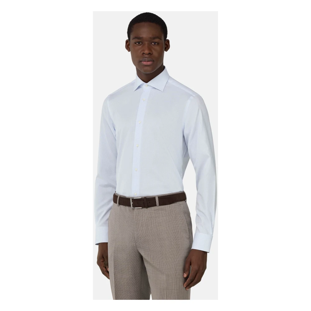 Boggi Milano Slim Fit Getailleerd Katoenen Overhemd Blue Heren