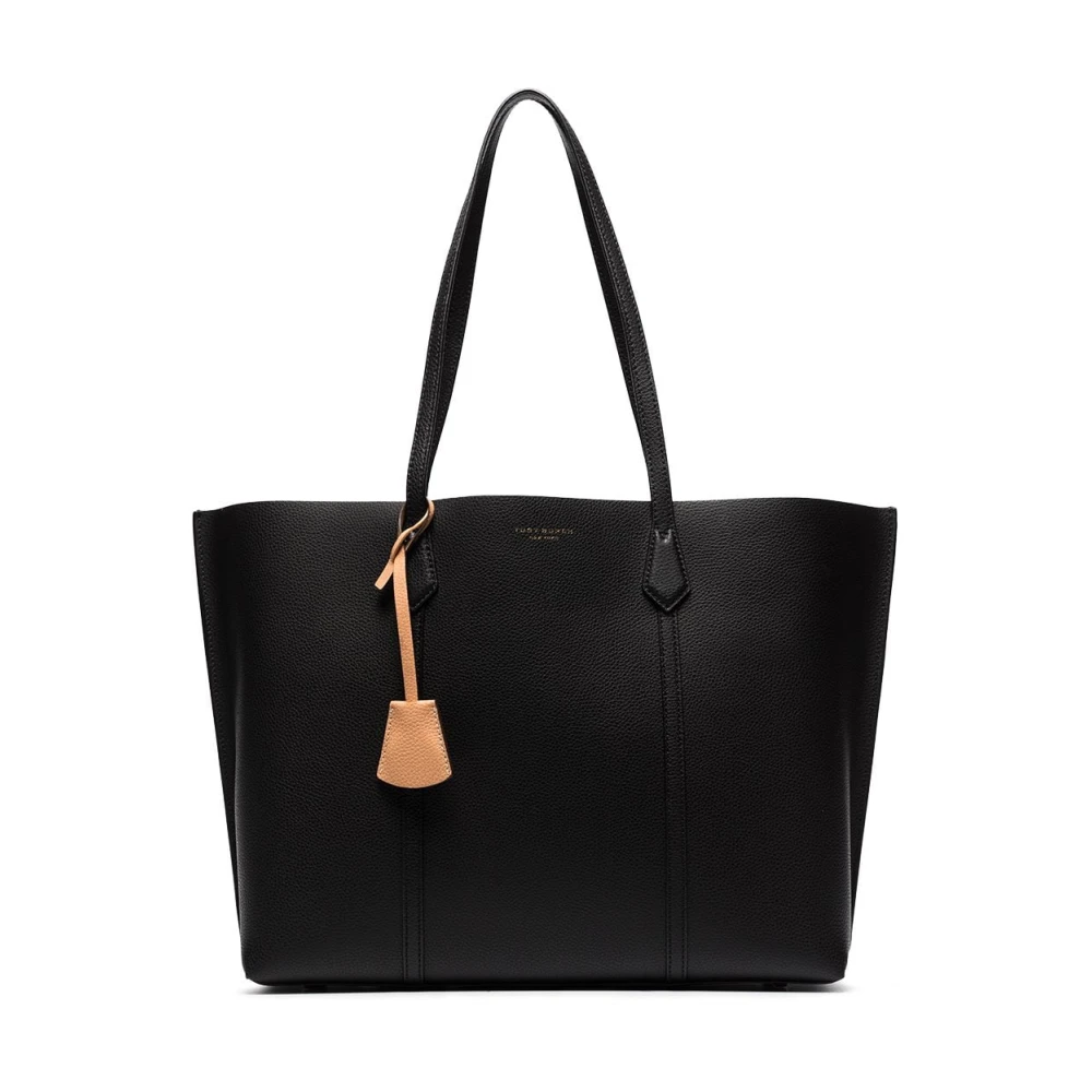 TORY BURCH Zwarte leren Triple-Compartment Tote Tas Black Dames