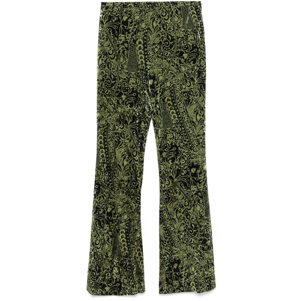 Diane Von Furstenberg Fluwelen Abstracte Print Wijde Broek Green Dames