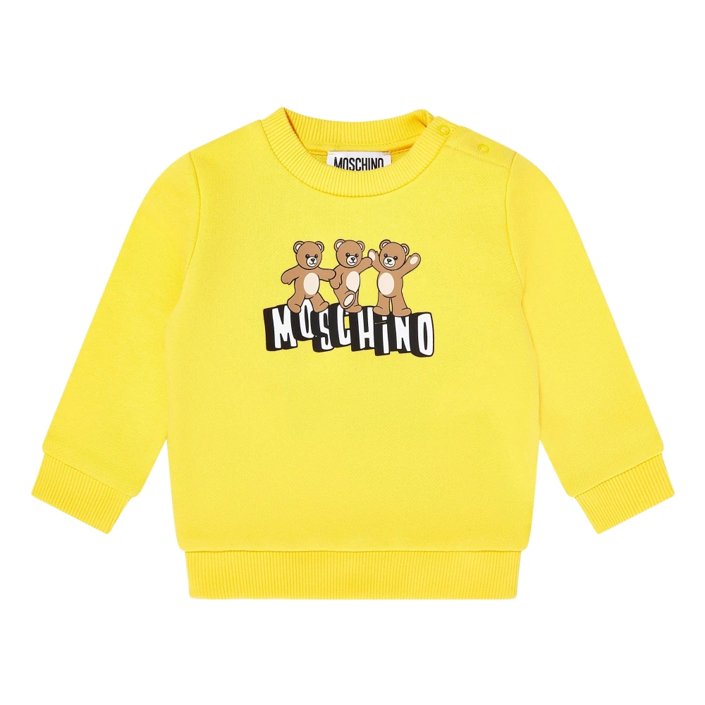 Moschino Unisex Kids Yellow Kids Sweatshirts, 12 M, Teddy Bear Logo Sweatshirt