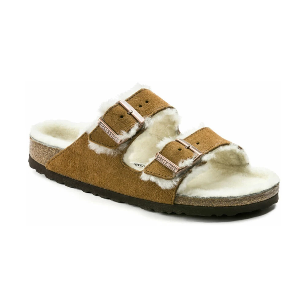 Birkenstock Men's Brown Sliders, 7 Uk, Sandals Arizona Shearling Narrow