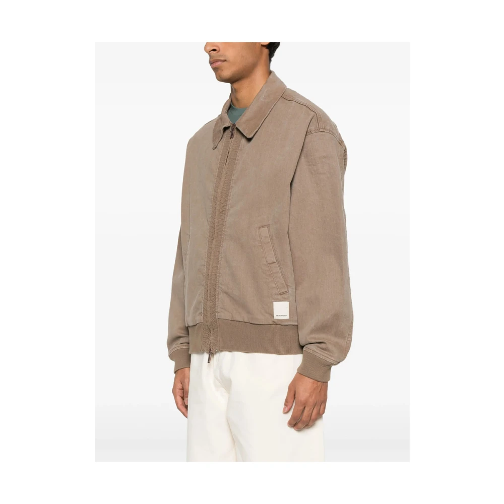 Emporio Armani Bruine Jas met Rits en Logopatch Brown Heren