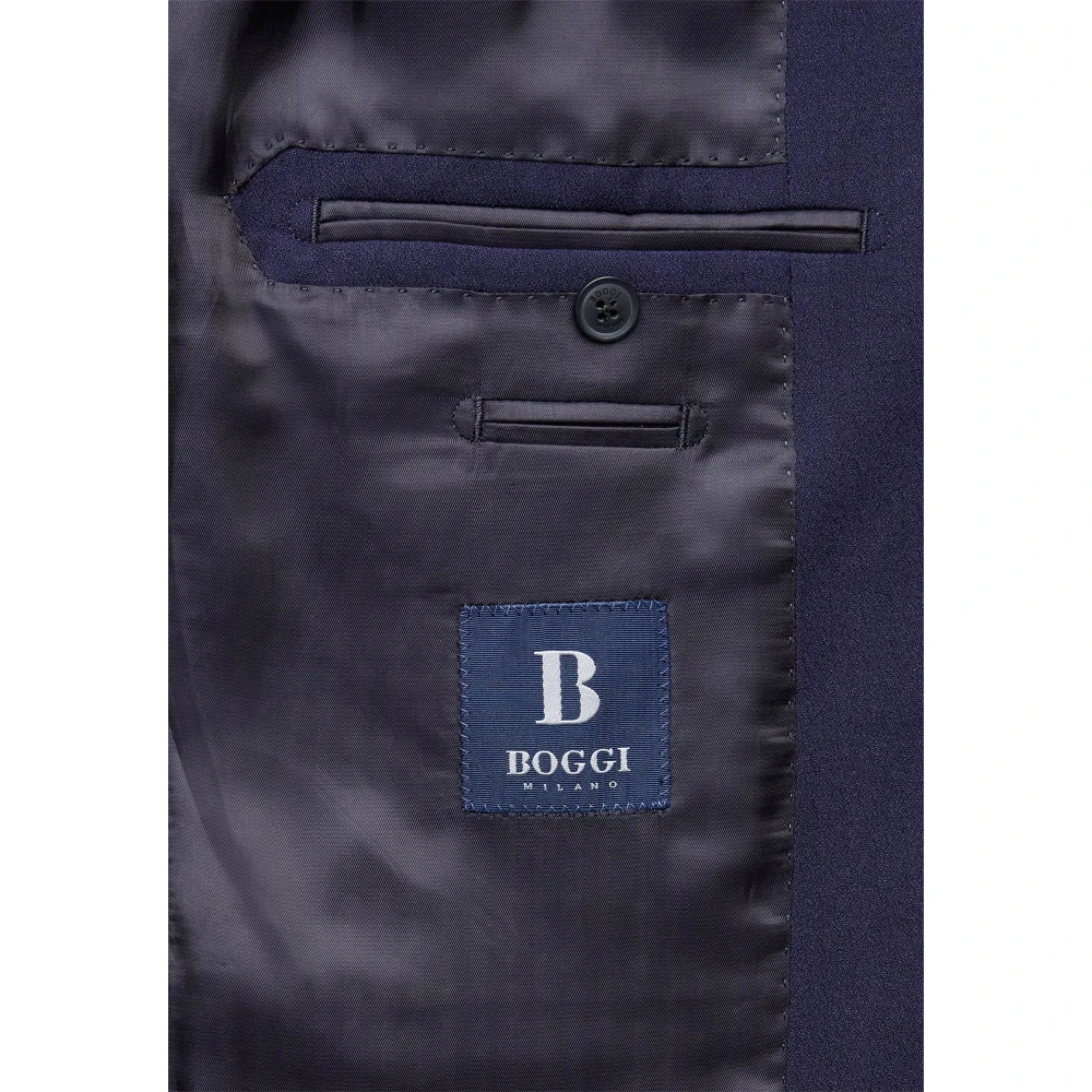 Boggi Milano Sable Wol Polyester Zijde Pak Stijl Anversa Blue Heren