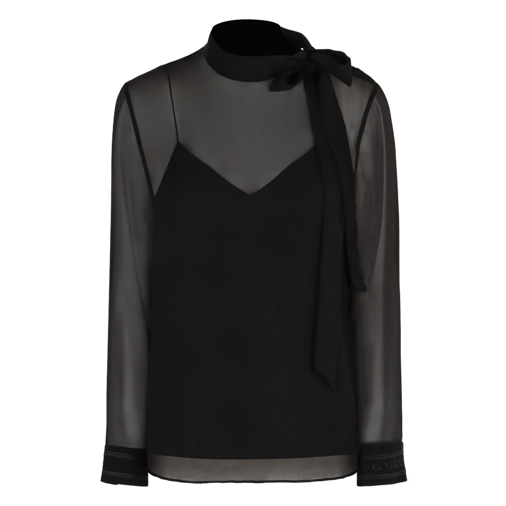 Gucci Women's Black Bow Silk Blouse - Blouses - M - Blouses & Shirts