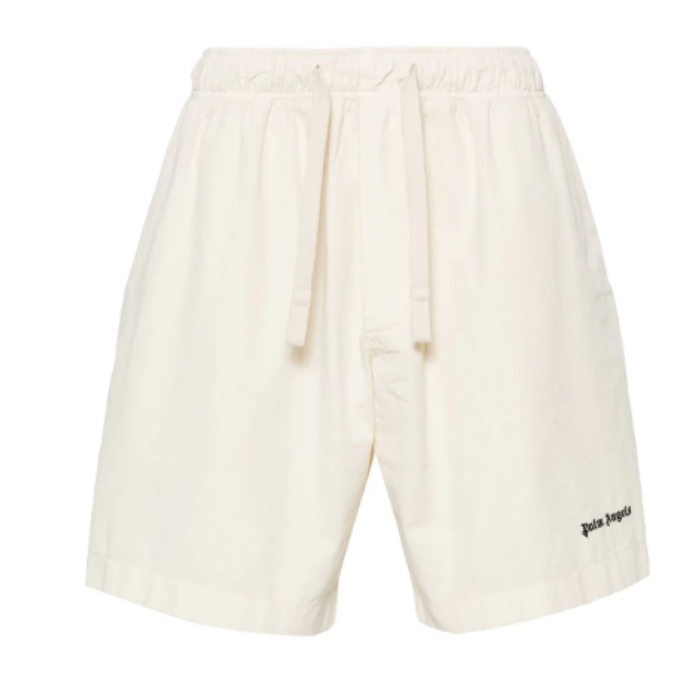 Palm Angels Witte Trekkoord Bermuda Shorts White Heren