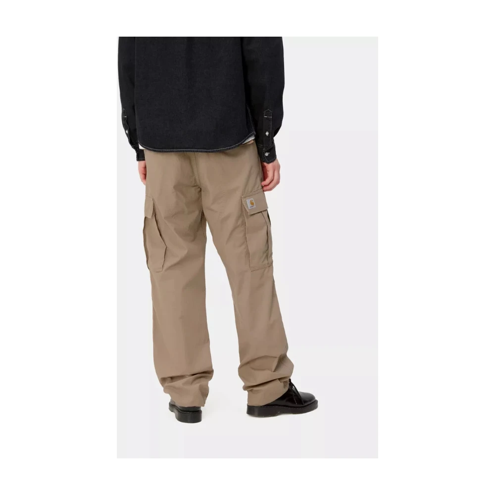 Carhartt WIP Reguliere Cargo Broek Leer Gewassen Beige Heren