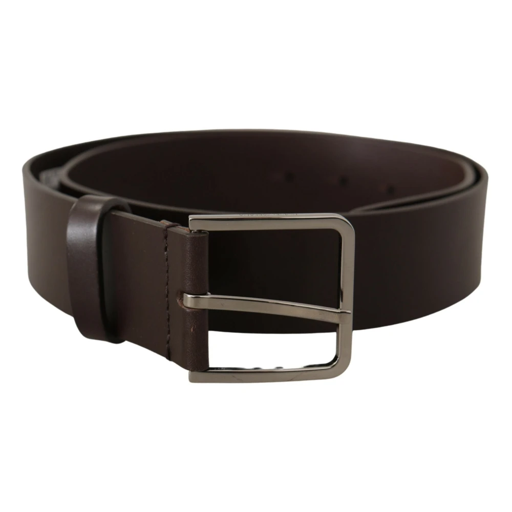 Dolce & Gabbana Elegante donkerbruine leren riem Brown Heren