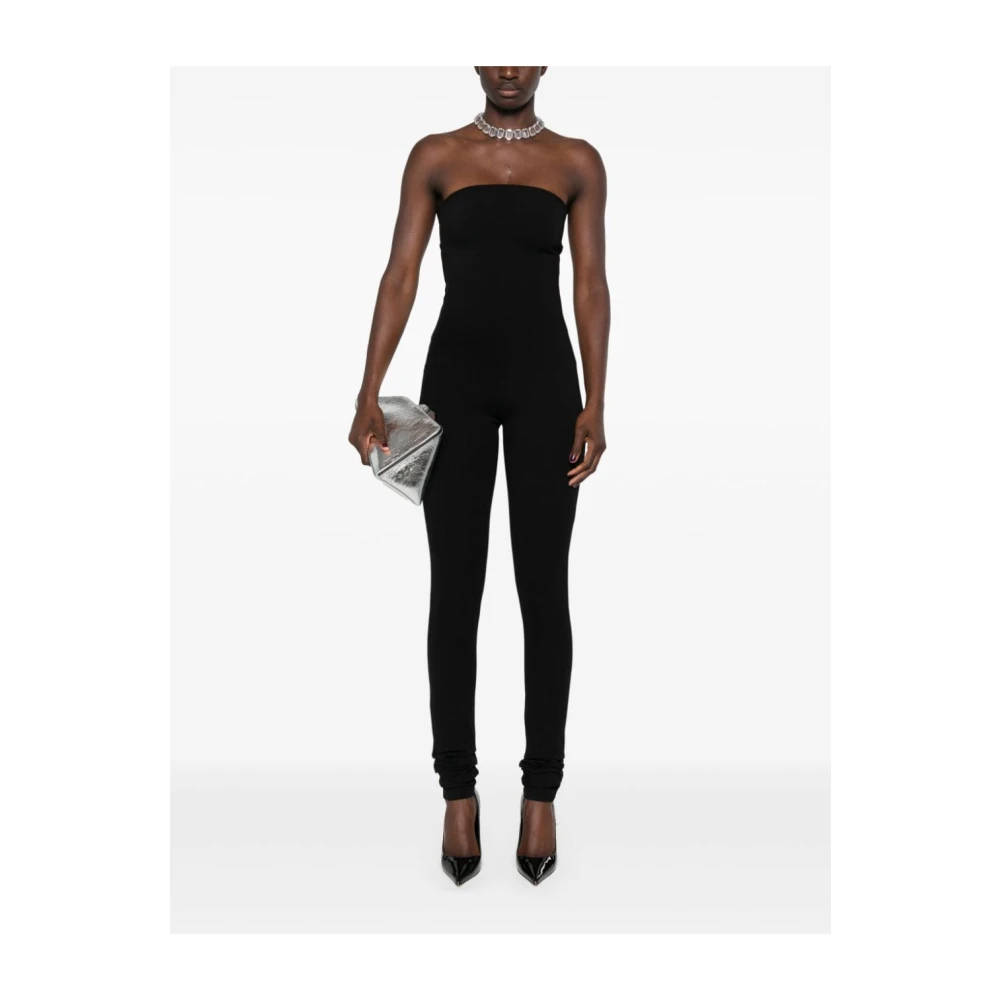 The Attico Zwarte Strapless Skinny Cut Broek Black Dames