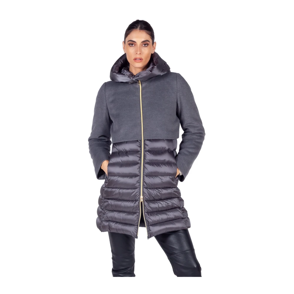 Emme DI Marella Grijze Dubbellaagse Gewatteerde Pufferjas Gray Dames