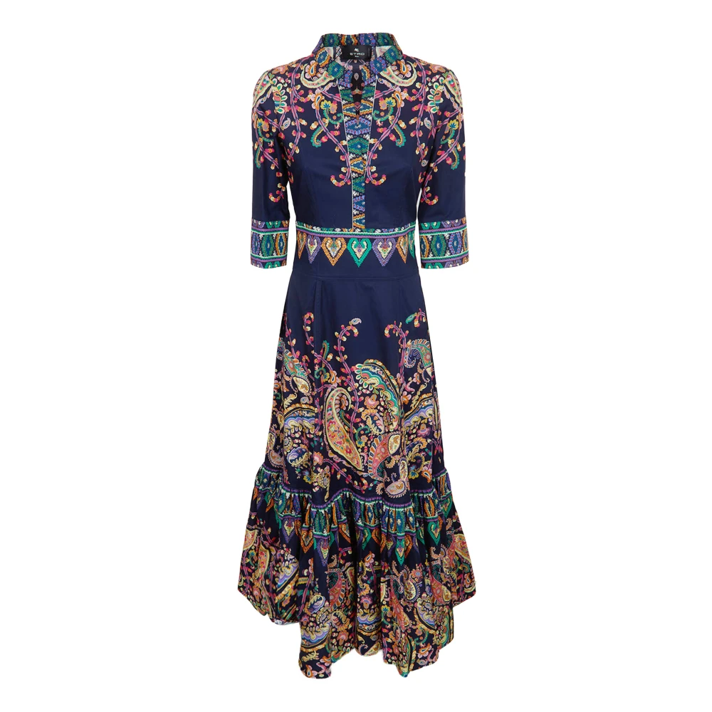 Etro Women's Maxi Shirt Dress With Hem Flounce