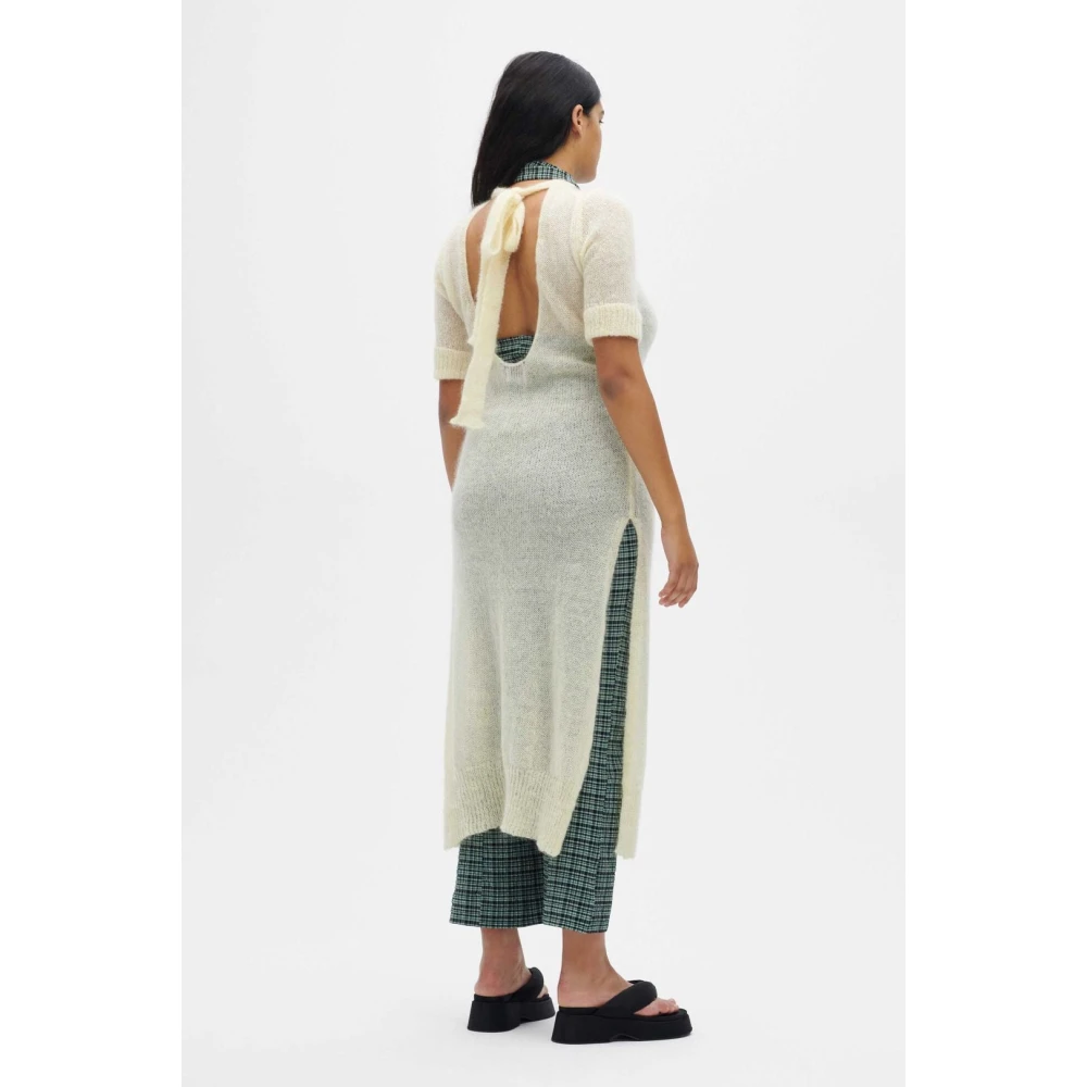 Ganni Stijlvolle O-Neck Midi Jurk Beige Dames