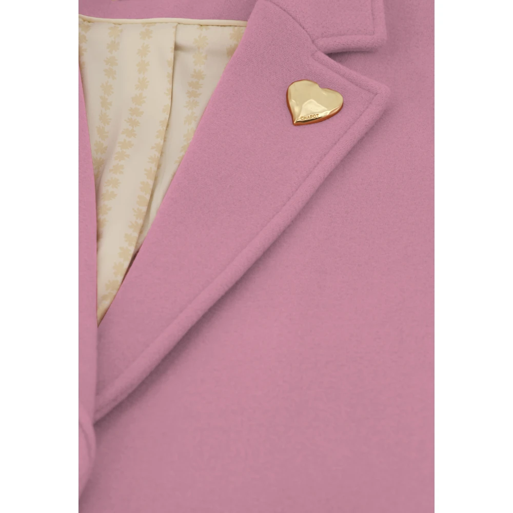 Fabienne Chapot Roze Wollen Blend Hart Pin Jas Pink Dames