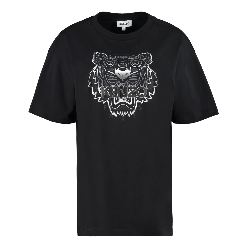 Kenzo Tijgerprint Katoenen Crew-Neck T-Shirt Black Dames