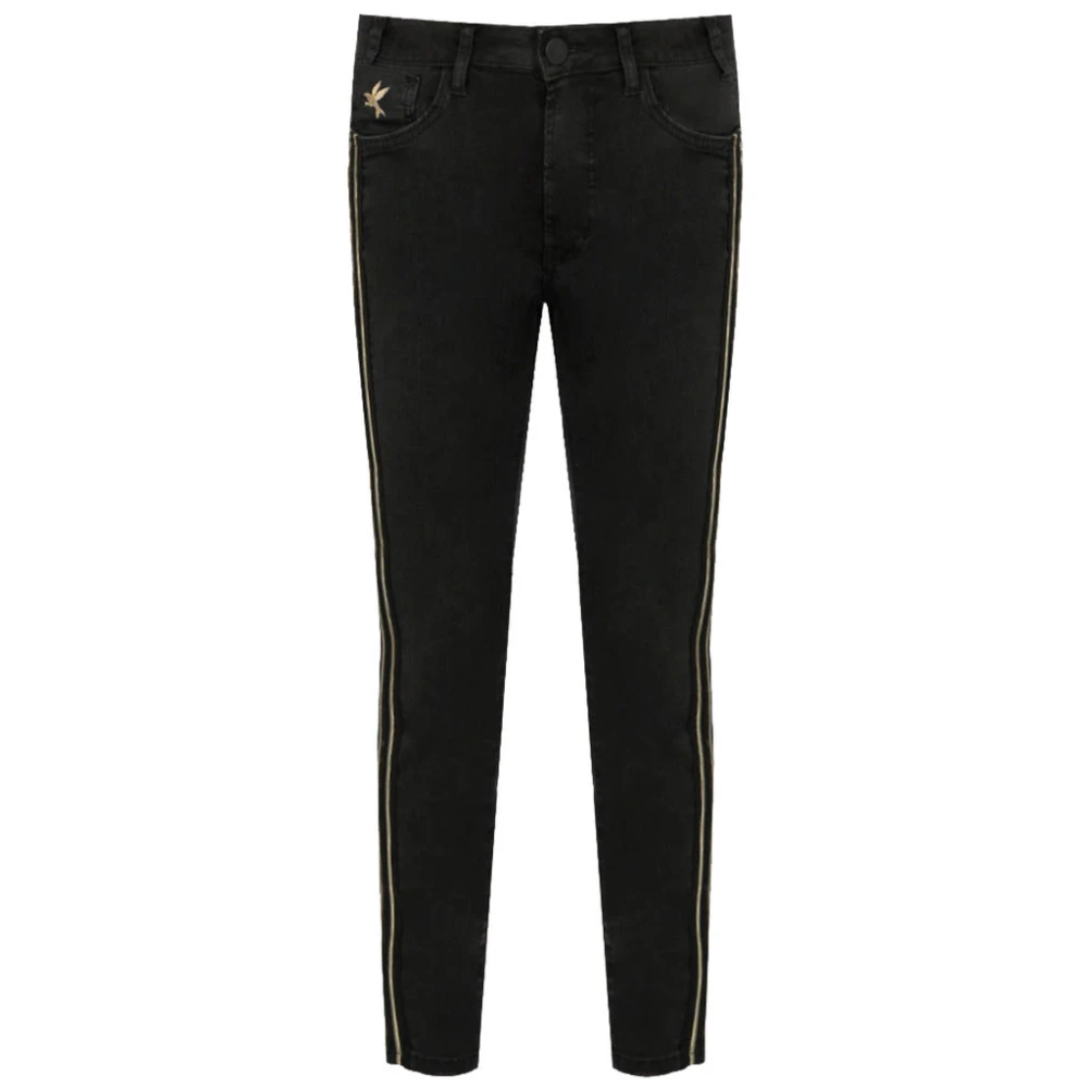 One Teaspoon Zwarte Skinny Jeans met Gouden Details Black Dames