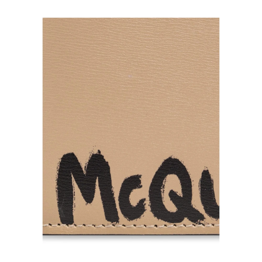 alexander mcqueen Graffiti Print Leren Bi-Fold Portemonnee Beige Heren