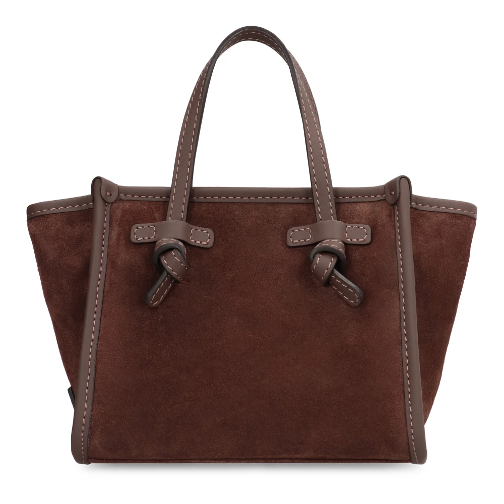 Gianni Chiarini Suède handtas met leren handvatten Brown Dames