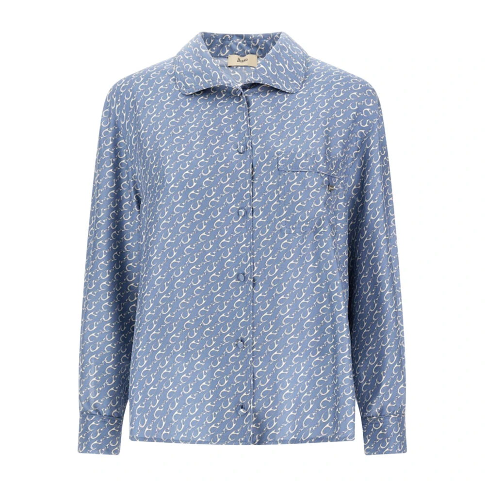 Herno Vrouw Blauw Printed Silk Shirt