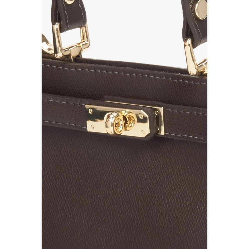 Estro Donkerbruine Satchel Handtas voor Vrouwen gemaakt van Premium Italiaans Echt Leer Brown Dames