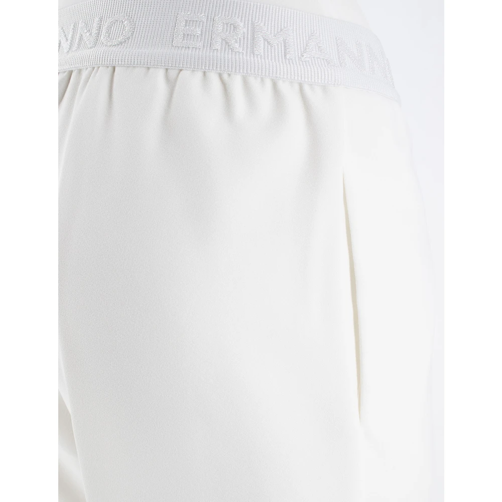 Ermanno Scervino Broek met elastische taille en rechte pijp White Dames