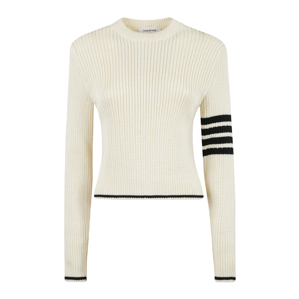 Thom Browne Merino Wol Trui met Strepen White Dames