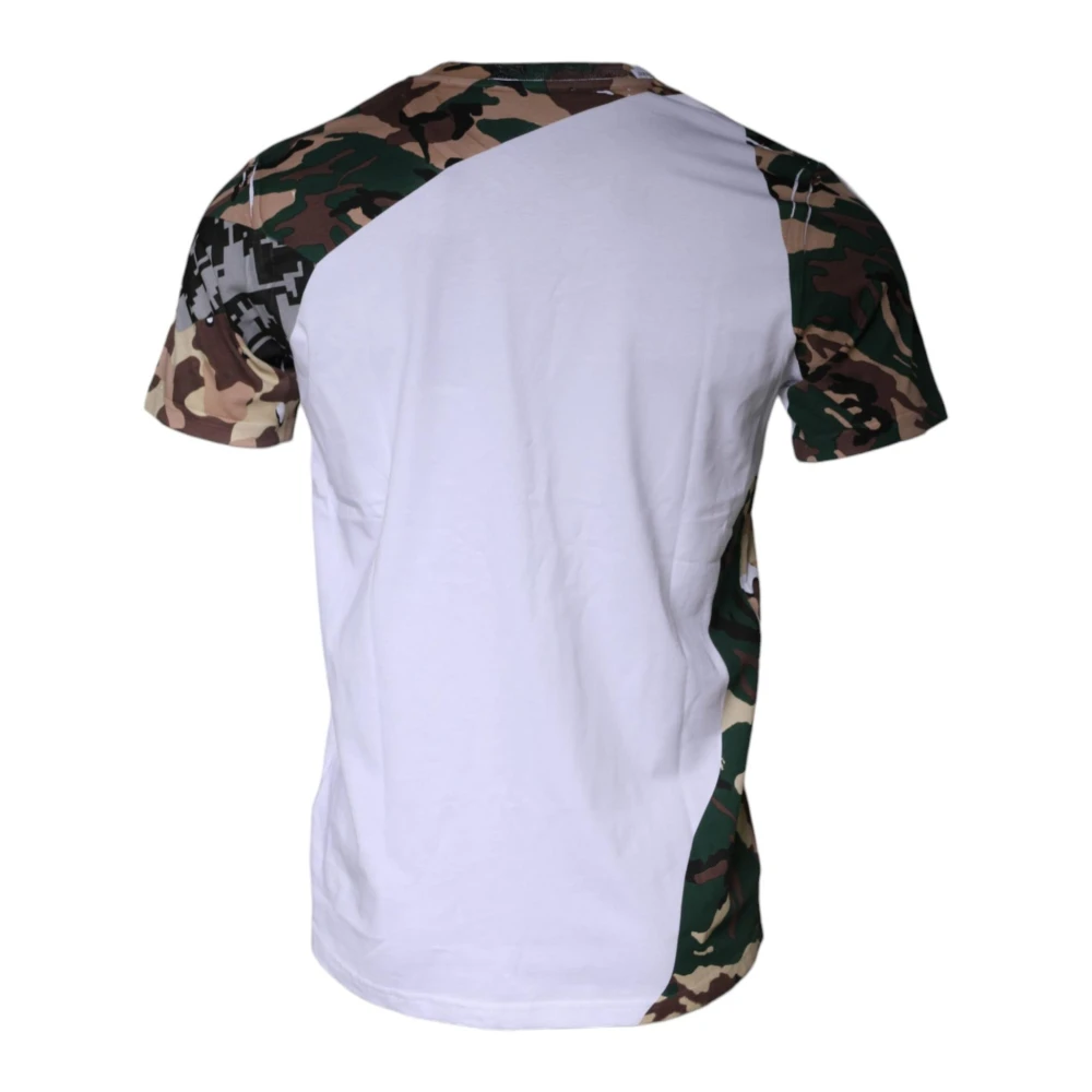 Dolce & Gabbana Camouflage Stars Crew Neck T-shirt White Heren