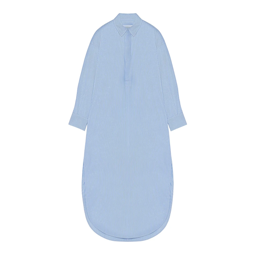 Armarium Women's Blue Cotton Candle Dress With Striped Pattern