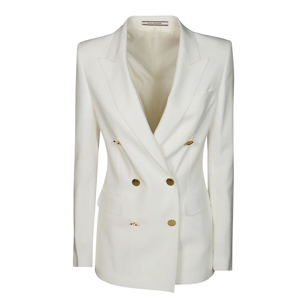Tagliatore Dubbelbreasted Viscose Textuur Jas White Dames