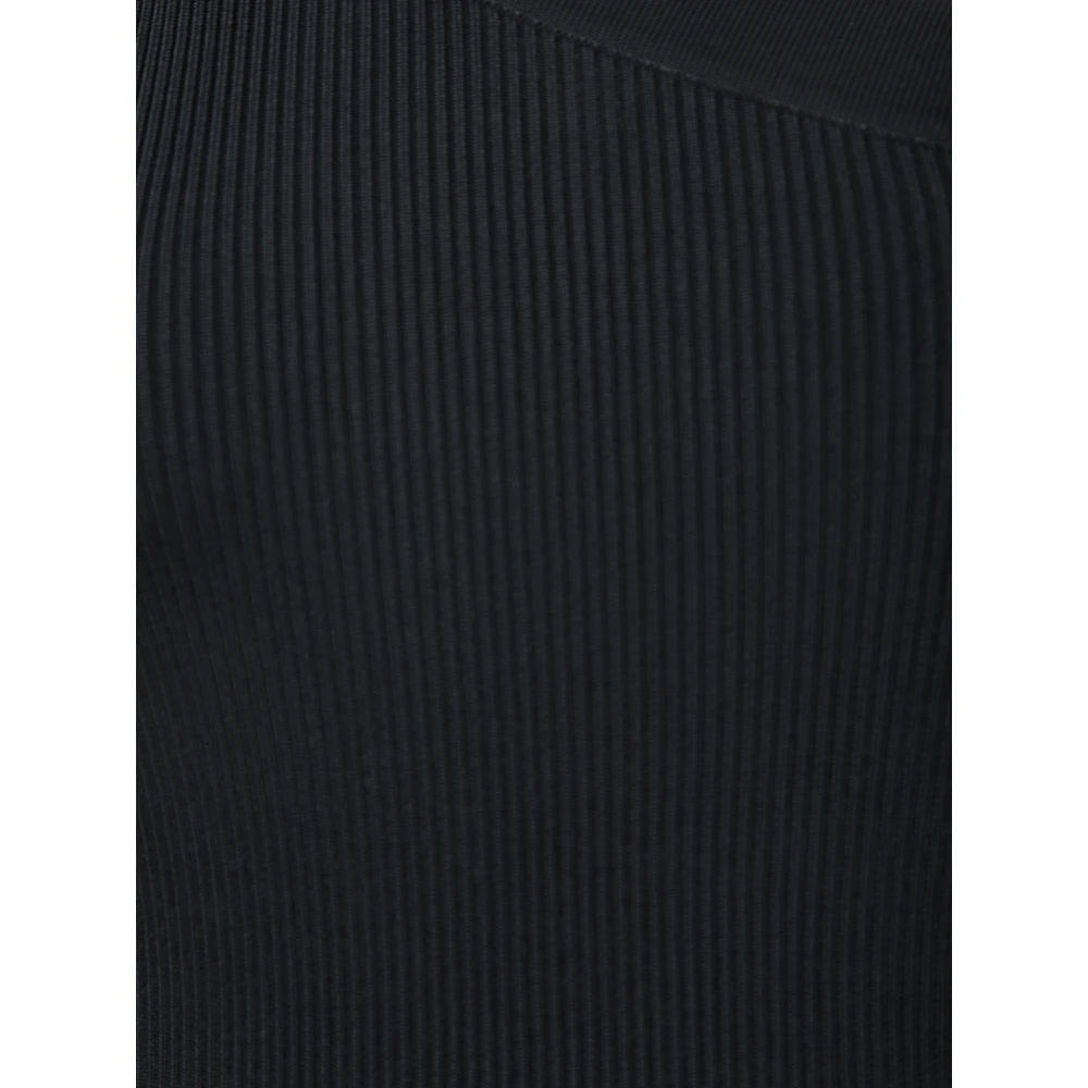 IRO Elegante Zwarte Asymmetrische Ribtop Black Dames