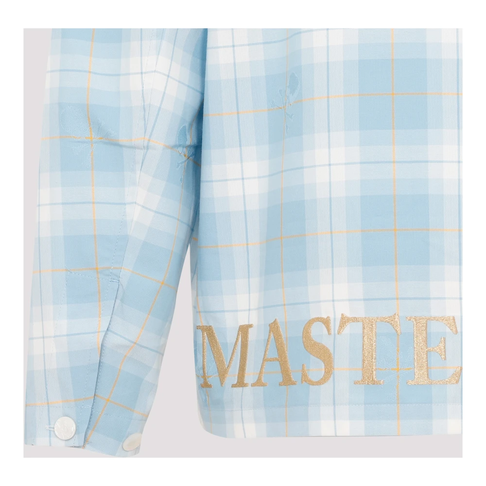 Mastermind World Blauw Geruite Overhemd met Open Kraag Blue Heren