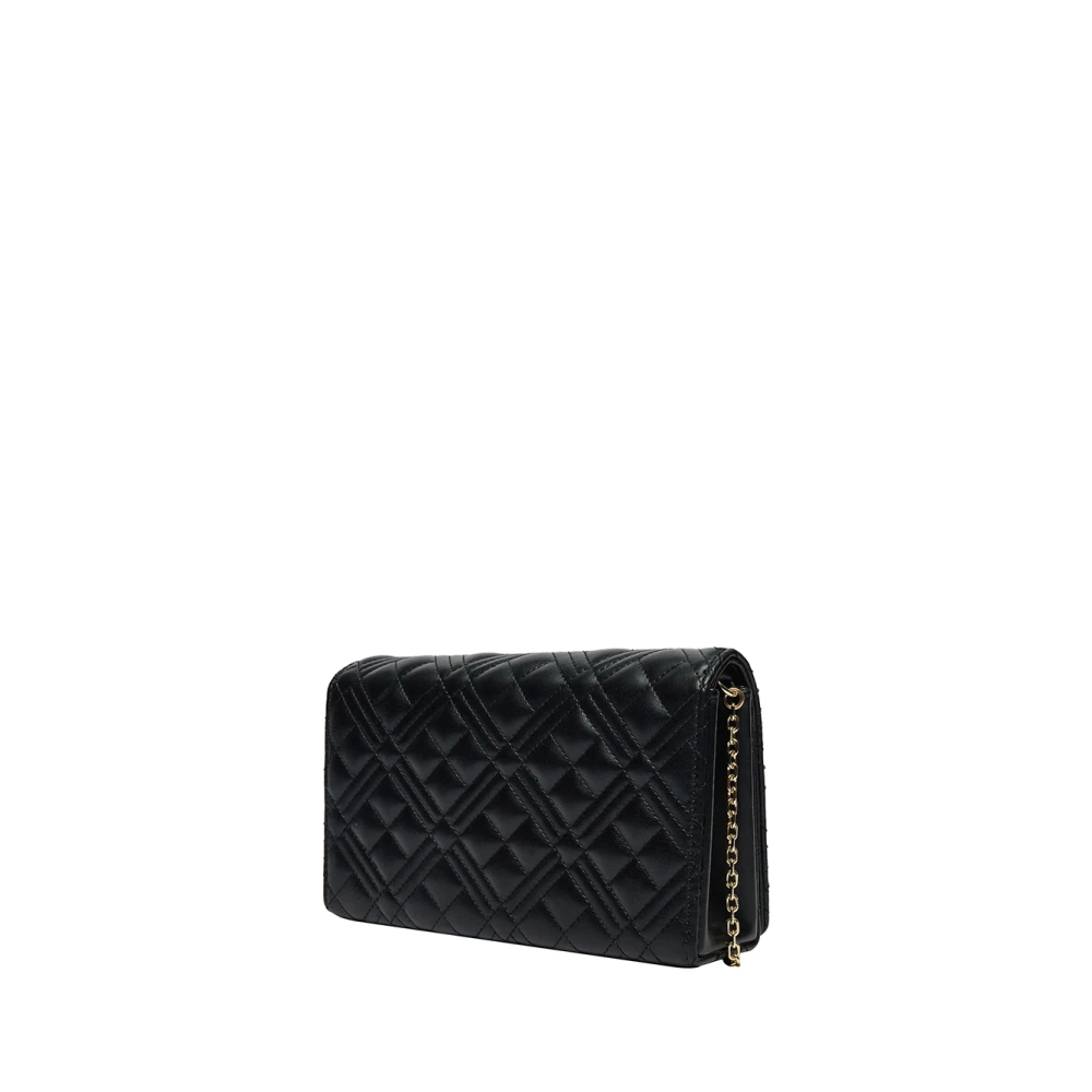 Moschino Zwarte schoudertas met gouden details Black Dames