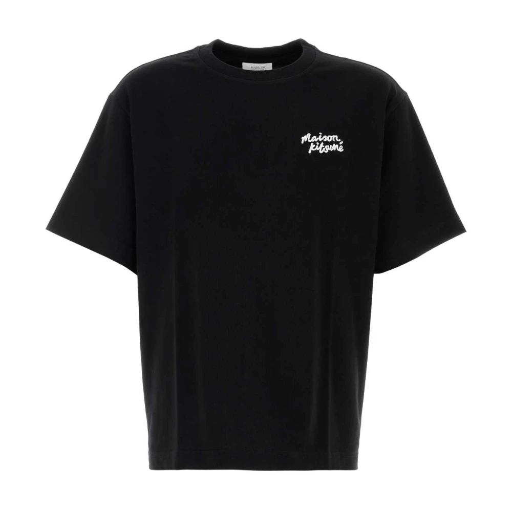 Maison Kitsuné Zwart Katoenen T-shirt Klassieke Stijl Black Heren