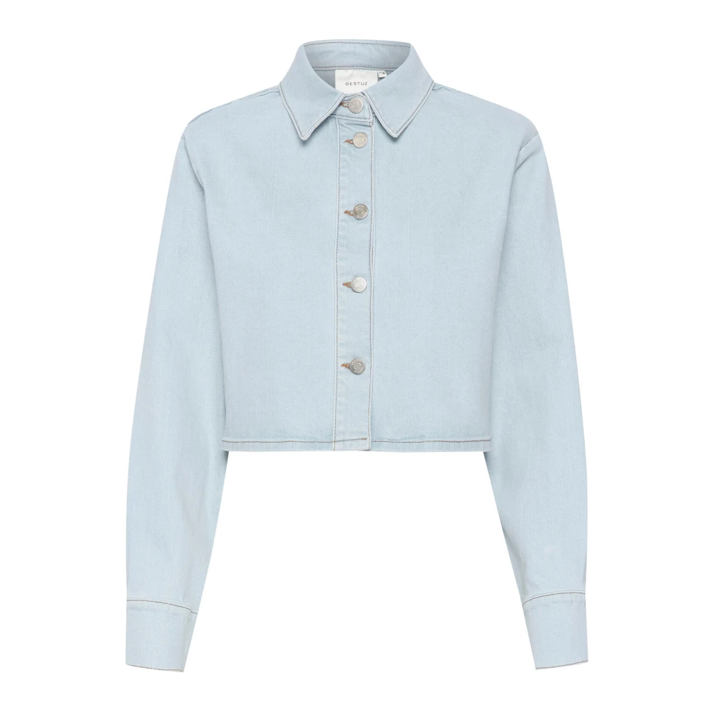 Gestuz Deniagz Short Shirt Bluser Light Blue Dames