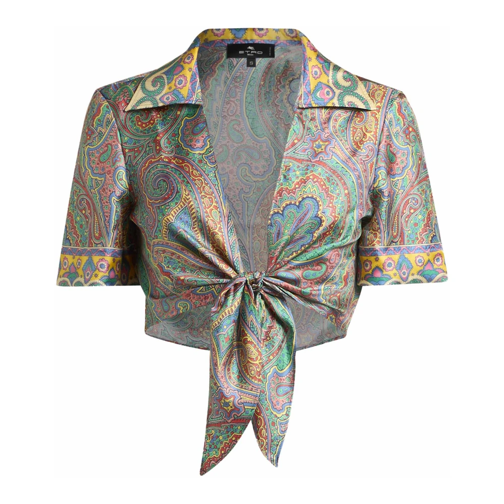 ETRO Multicolor Paisley Print Zijden Top Multicolor Dames