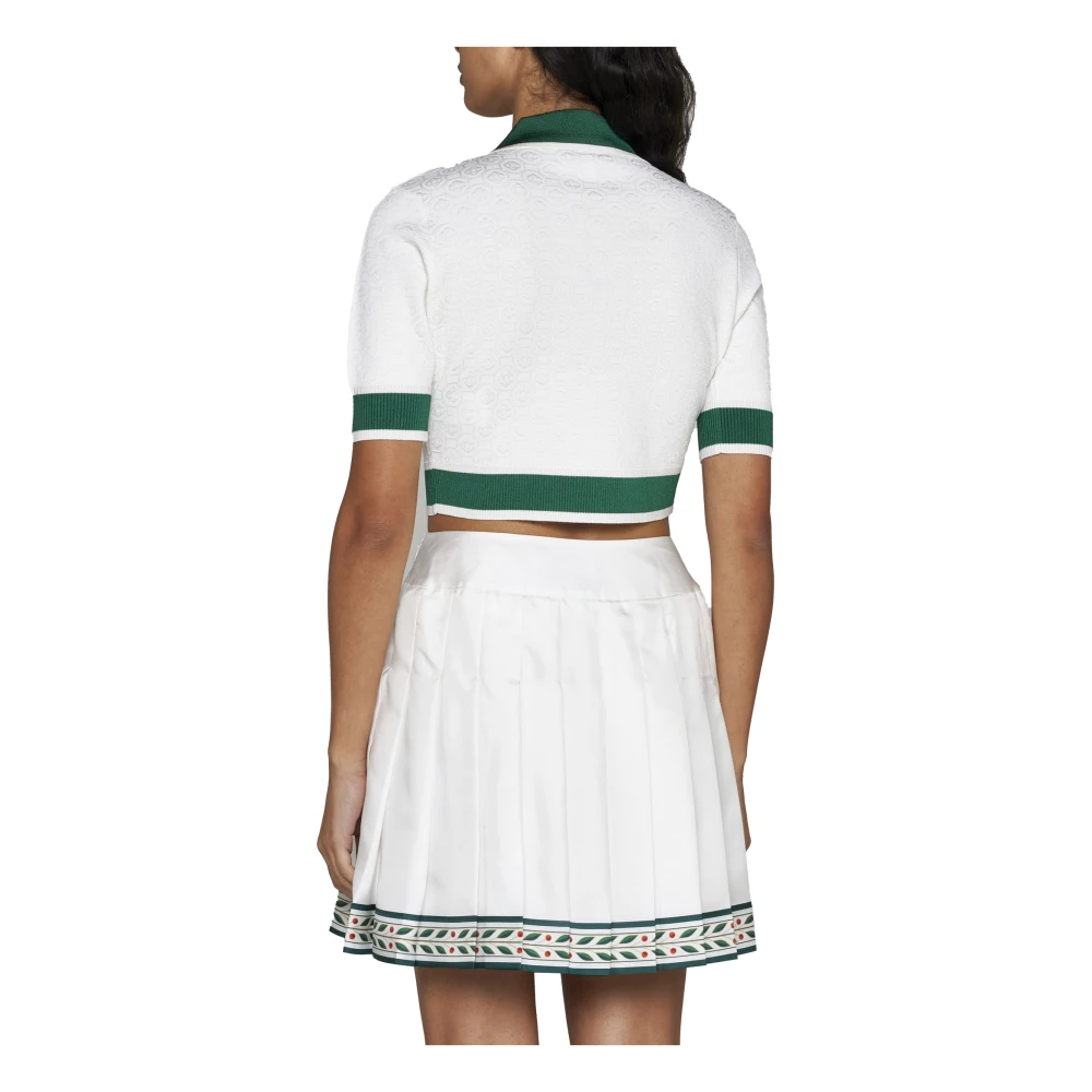 Casablanca Geplooide zijden rok wit groen White Dames