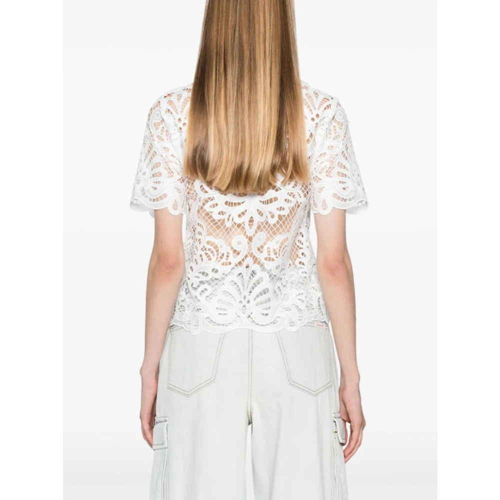 Self Portrait Blonde Top Wit Shirt White Dames